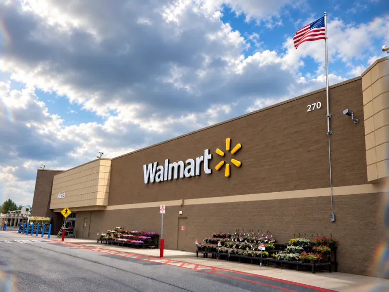 The Aurora Walmart, where the AVCC office is located — storefront with a flagpole and outdoor plant displays