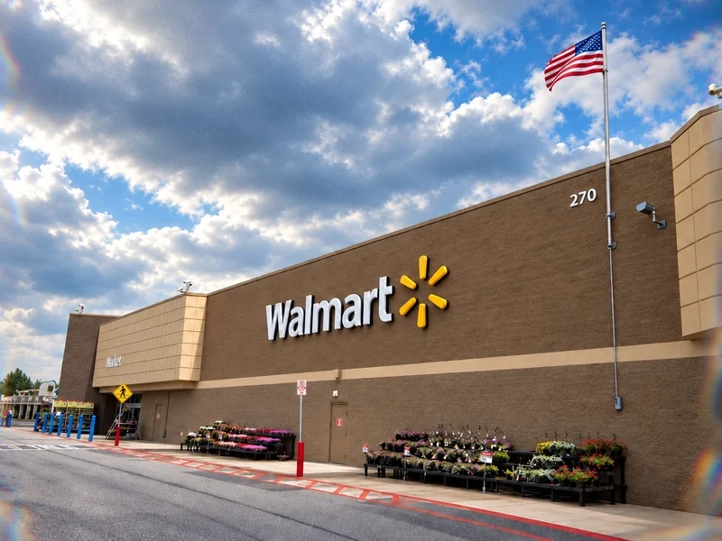 The Aurora Walmart, where the AVCC office is located — storefront with a flagpole and outdoor plant displays