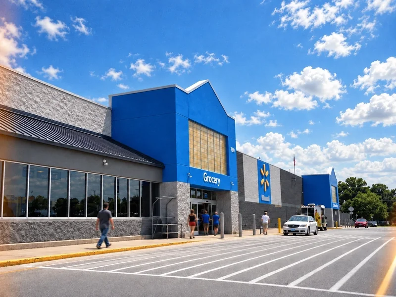 The Greensburg Walmart, where the AVCC office is located — grocery entrance with blue exterior panels